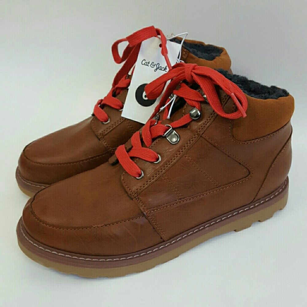 Big Boys Brown Moc Toe Lace Up Sherpa Boots